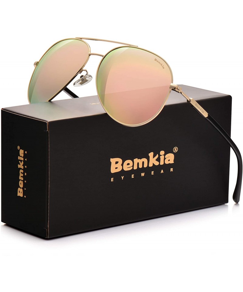 Aviator Sunglasses Men Women Aviator-Polarized 60mm Len Shades Metal Frame UV400 - Pink15 - CE18E4TEO8S $19.64