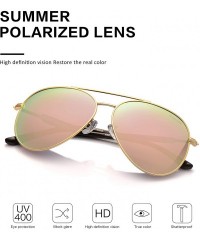 Aviator Sunglasses Men Women Aviator-Polarized 60mm Len Shades Metal Frame UV400 - Pink15 - CE18E4TEO8S $19.64