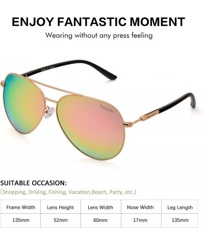 Aviator Sunglasses Men Women Aviator-Polarized 60mm Len Shades Metal Frame UV400 - Pink15 - CE18E4TEO8S $19.64