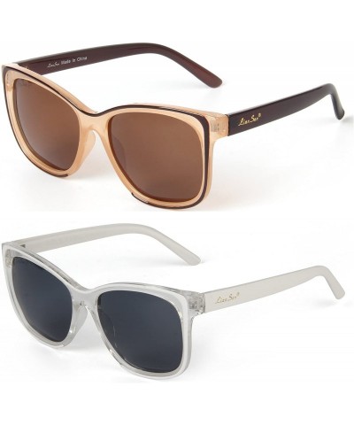 Cat Eye designer vintage retro Oversized polarized women's cat eye sunglasses Lsp6201 - Brown+white - CM12FXPKT0J $61.53