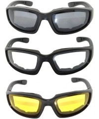 Sport Men Women Motorcycle Padded Black Glasses for Outdoor Activity Sport 1-2-3 Pack - 3_pairs-smoke_yellow_clear - CI11UO5S...