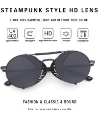 Goggle Women Men Round Sunglasses Retro Vintage Steampunk Style Mirror Reflective Circle lens - CL19030CN28 $18.69