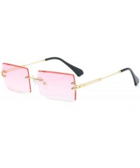 Rimless Vintage Square Sunglasses Women Designer Retro Small Sun Glasses UV400 Purple Eyewear Lunette De Soleil Femme - CF197...