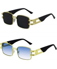 Square CLASSIC VINTAGE RETRO HIP HOP RAPPER Style SUNGLASSES Square Gold Frame - 2 Pack Black and Blue - CE197ISKZON $34.95