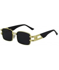 Square CLASSIC VINTAGE RETRO HIP HOP RAPPER Style SUNGLASSES Square Gold Frame - 2 Pack Black and Blue - CE197ISKZON $18.42