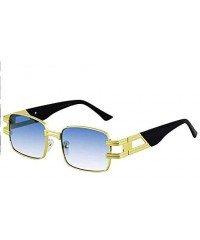 Square CLASSIC VINTAGE RETRO HIP HOP RAPPER Style SUNGLASSES Square Gold Frame - 2 Pack Black and Blue - CE197ISKZON $18.42