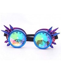 Aviator Kaleidoscope Rave Rainbow Crystal Lenses Steampunk Goggles - Blue-purple - CC18GM2DTA5 $16.16