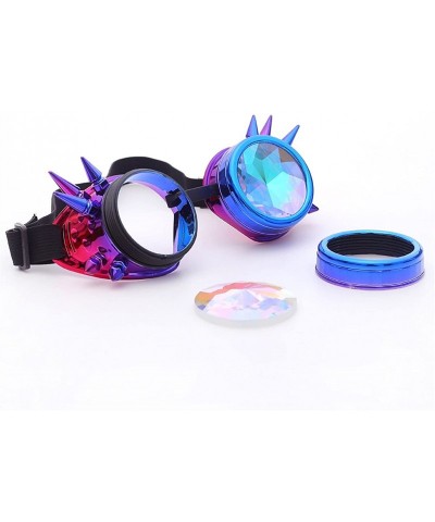 Aviator Kaleidoscope Rave Rainbow Crystal Lenses Steampunk Goggles - Blue-purple - CC18GM2DTA5 $16.16