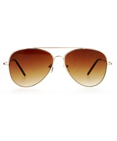 Aviator Flat Lens Aviator Sunglasses Oversized Hipster Fashion Metal Frame - Gold (Brown) - C11896I8KT6 $20.74