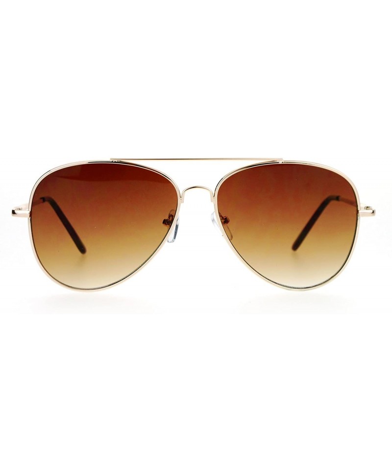 Aviator Flat Lens Aviator Sunglasses Oversized Hipster Fashion Metal Frame - Gold (Brown) - C11896I8KT6 $12.93