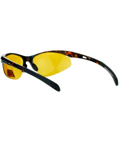 Sport Mens Polarized Night HD Driving Lens Classic Sport Halfrim Sunglasses - Tortoise - C911HX9ZEOZ $10.88