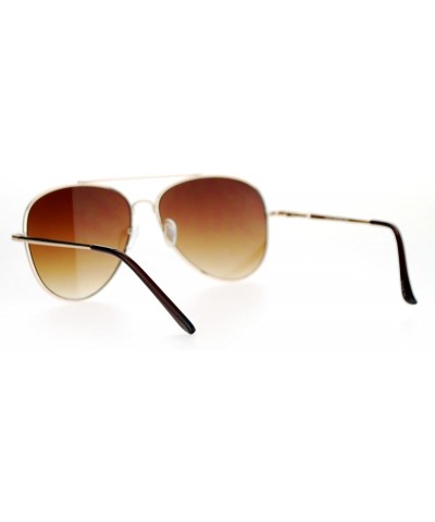 Aviator Flat Lens Aviator Sunglasses Oversized Hipster Fashion Metal Frame - Gold (Brown) - C11896I8KT6 $12.93