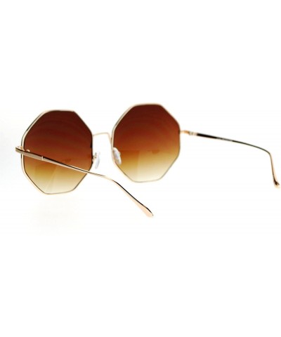 Oversized Womens Gradient Octagonal Groovy Sunglasses - Gold Brown - CK12JPB7YEL $9.61