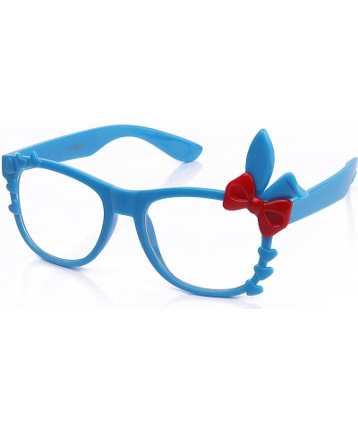 Oversized Women's High Fashion Bunny Ears Hearts Bow Clear Lens Glasses 20% OFF 4 Pairs or More - Blue/Red - CK11DCOKPTT $19.00