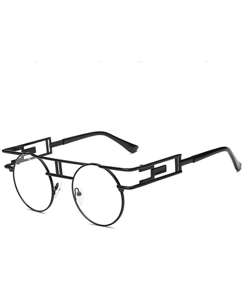 Round Retro Steampunk Sunglasses Metal Frame Wrap Vintage Glasses Mirror Lens Rock Style Round Shades - Beige - C518KE5R3I7 $...