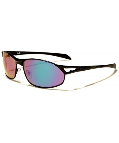 Rectangular Mirrored Lens Temple Stylish Mens Fashion Rectangle Sporty Sunglasses - Black / Green - C01892GH8R2 $24.17