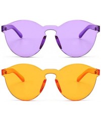 Oversized Women One Piece Rimless Transparent Tinted Sunglasses Colored Lens - Purple Ad Orange - CH18TGDZLRT $28.65