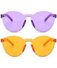 Oversized Women One Piece Rimless Transparent Tinted Sunglasses Colored Lens - Purple Ad Orange - CH18TGDZLRT $28.65