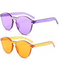 Oversized Women One Piece Rimless Transparent Tinted Sunglasses Colored Lens - Purple Ad Orange - CH18TGDZLRT $13.55