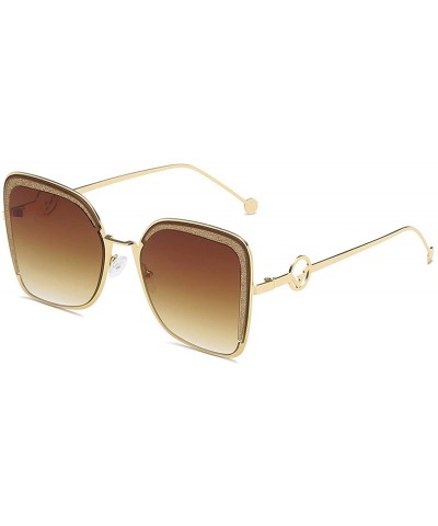Oval Square Sunglasses Women Luxury Vintage Sun Glasses Men Fashion Personality Eyewear Gradient Letter F - Blue - CM198ZS7T3...