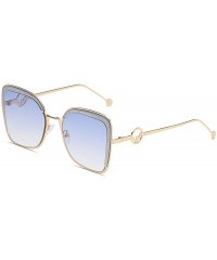 Oval Square Sunglasses Women Luxury Vintage Sun Glasses Men Fashion Personality Eyewear Gradient Letter F - Blue - CM198ZS7T3...