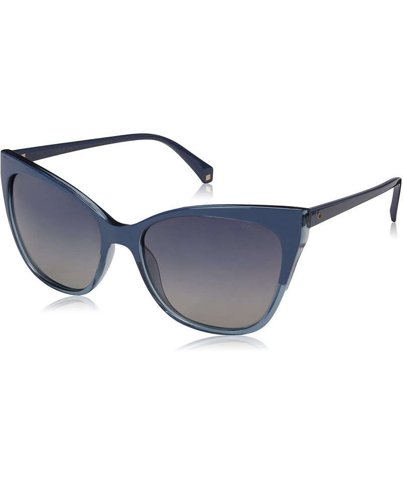 Cat Eye Women's Pld4060/S Rectangular Sunglasses - Blue - CL185AMI268 $57.38