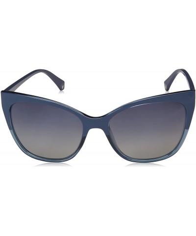 Cat Eye Women's Pld4060/S Rectangular Sunglasses - Blue - CL185AMI268 $57.38