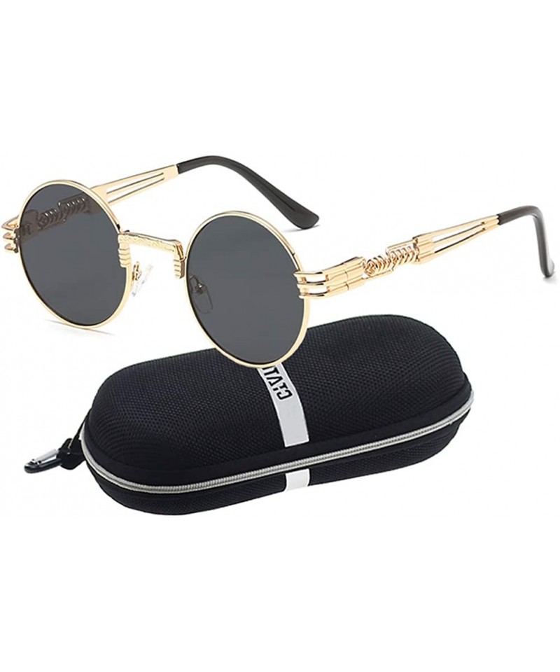 Sport Men's Polarized Sunglasses UV Protection Sunglasses for Men & Women - Gold Frame + Dark Grey Lens - CR18D0X3WC2 $13.57