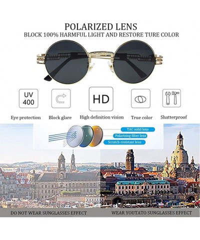 Sport Men's Polarized Sunglasses UV Protection Sunglasses for Men & Women - Gold Frame + Dark Grey Lens - CR18D0X3WC2 $13.57
