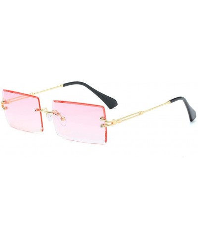 Goggle Hip Hop Rimless Sunglasses Women Men Rectangular Sun Glasses Sunglass Streetwear Eyewear - Pink - CW18Y8DTKXQ $52.35