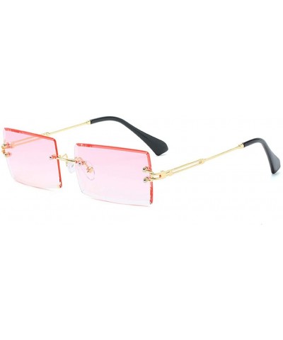 Goggle Hip Hop Rimless Sunglasses Women Men Rectangular Sun Glasses Sunglass Streetwear Eyewear - Pink - CW18Y8DTKXQ $22.95