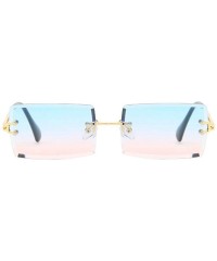 Goggle Hip Hop Rimless Sunglasses Women Men Rectangular Sun Glasses Sunglass Streetwear Eyewear - Pink - CW18Y8DTKXQ $22.95