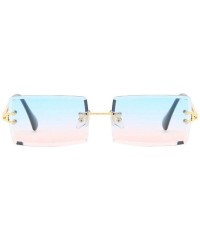 Goggle Hip Hop Rimless Sunglasses Women Men Rectangular Sun Glasses Sunglass Streetwear Eyewear - Pink - CW18Y8DTKXQ $22.95