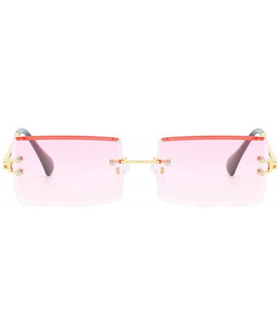 Goggle Hip Hop Rimless Sunglasses Women Men Rectangular Sun Glasses Sunglass Streetwear Eyewear - Pink - CW18Y8DTKXQ $22.95