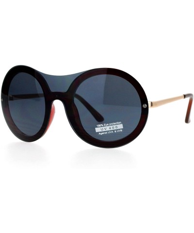 Round Retro Unique Shield Round Rimless Womens Sunglasses - Black Burgundy - CF12H78YNEX $24.55