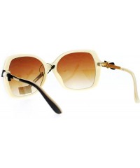 Oversized Womens Square Frame Sunglasses Classy Pearl Ribbon Design UV 400 - Brown Ivory - CX186US8Z0Y $11.86