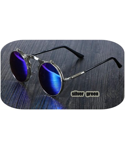 Round 3057 Steampunk Sunglasses Round Metal Women Style Retro Flip Circular Double Sun Glasses Men CIRCLE - CK19853NLQK $56.09