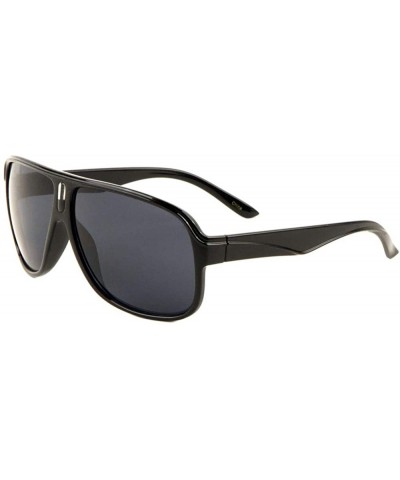 Aviator Flat Top Super Dark Rond Square Lens Cut Temple Sunglasses - Black 01 - CR197R96WZZ $25.93