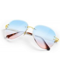 Oval Women Aviation Sunglasses - Polycarbonate UV 400 Adjustable Legs - Blue - CE18UMYQGC2 $15.11