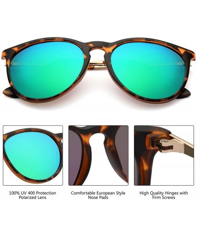 Round Polarized Sunglasses for Women - Vintage Retro Round Sun Glasses with UV400 Protection - CV198CT45TU $16.26