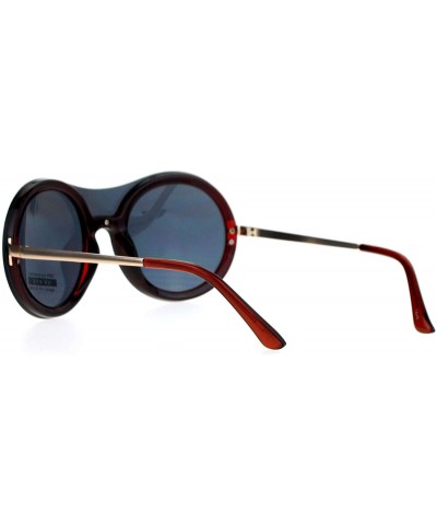 Round Retro Unique Shield Round Rimless Womens Sunglasses - Black Burgundy - CF12H78YNEX $13.71