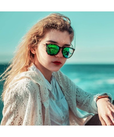 Round Polarized Sunglasses for Women - Vintage Retro Round Sun Glasses with UV400 Protection - CV198CT45TU $16.26