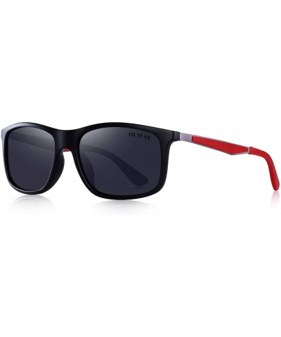 Rectangular Unisex Ultra-light Series Sports Polarized Sunglasses TR90 Legs O8161 - Black&red - CV18H39378Y $18.03