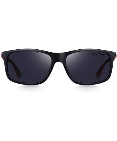 Rectangular Unisex Ultra-light Series Sports Polarized Sunglasses TR90 Legs O8161 - Black&red - CV18H39378Y $18.03