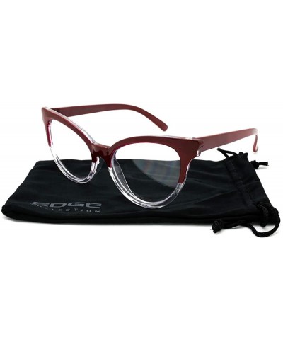 Oval Cat Eye Sunglasses Two-tone with Clear Lens C9401P - Red-clear - CQ1850565UK $18.80