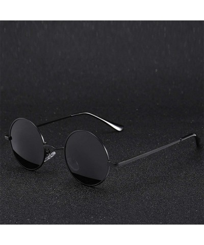 Oval Retro Classic Vintage Round Polarized Sunglasses Men Er Sun Women Metal Frame Black Lens Eyewear Driving - CT199CEXC2X $...