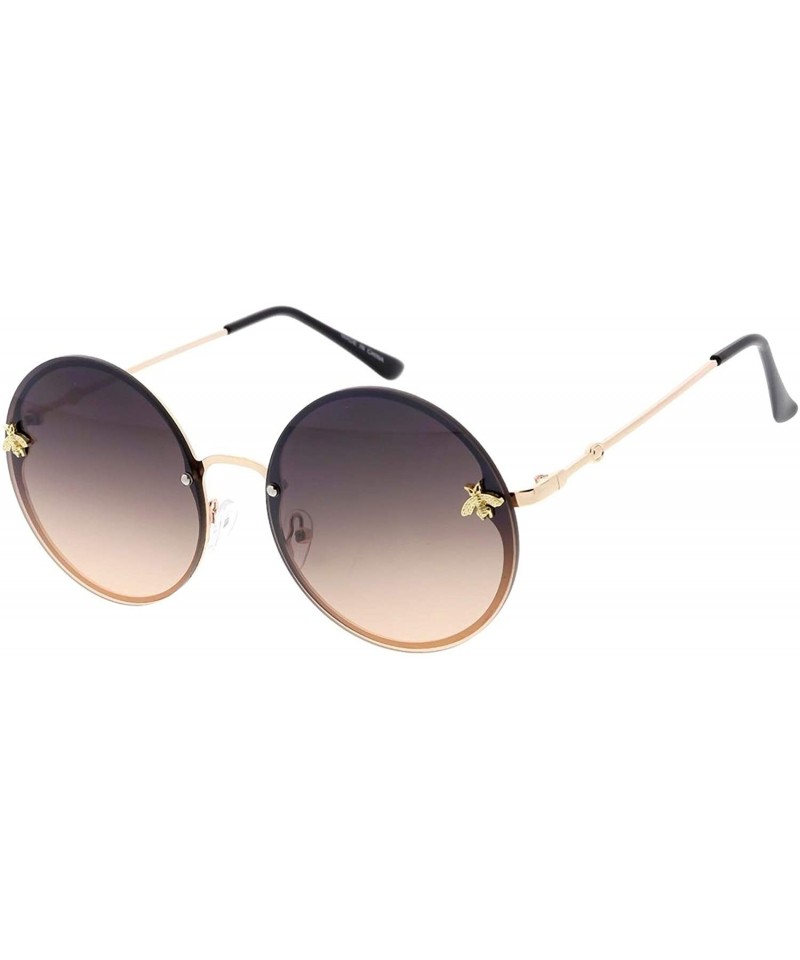 Round Round Frameless Bulky Candy Lens 80s Retro Fashion Sunglasses - Black - C118UTAS70I $20.53