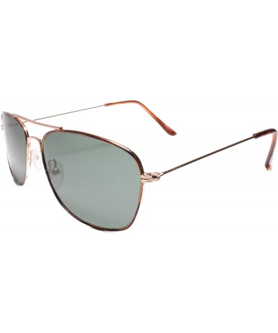 Aviator Classic Vintage Retro Accent Small Rectangle Aviator Sunglasses - Green / Gold - CQ18UOEX0UR $15.33