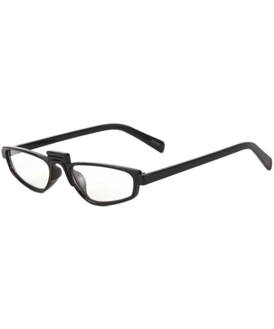 Oval Raised Middle Bar Wide Geometric Oval Sunglasses - Clear - C71993QKI3X $10.48