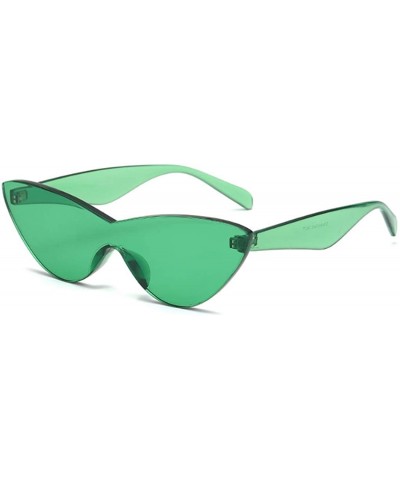 Oval Unisex half moon Plastic Lenses Candy Colors Cat Eye Sunglasses - Green - CM18NLSE8R3 $18.38